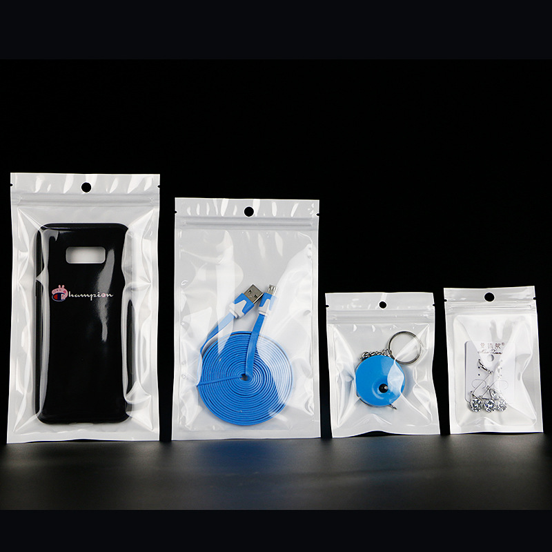 Pearlescent bag sealed zipper bag self-sealing bag transparent yin and yang bone plastic self-sealing bag mobile phone case packaging bag