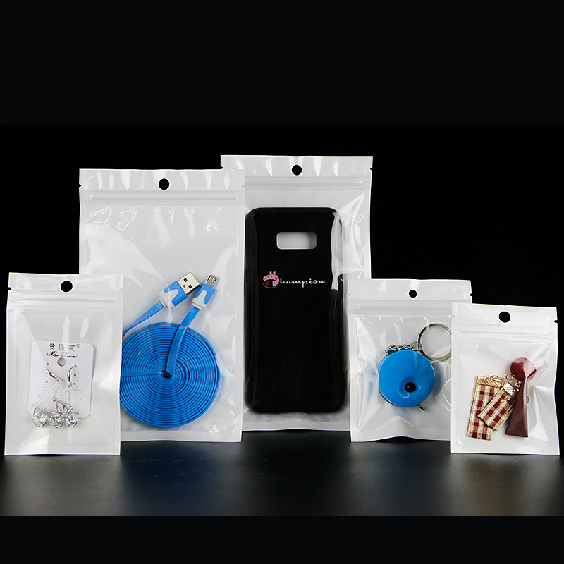 Pearlescent bag sealed zipper bag self-sealing bag transparent yin and yang bone plastic self-sealing bag mobile phone case packaging bag