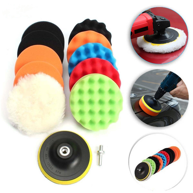 Cross-border car beauty polishing and waxing sponge disc 12-piece set 3/4/5/6/7 inch sponge wheel polishing disc pad