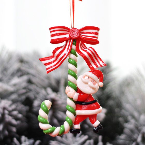 Christmas Supplies Soft Pottery Santa Claus Snowman Small Crutch Bread Soil Hanging Decoration Christmas Tree Decoration Supplies