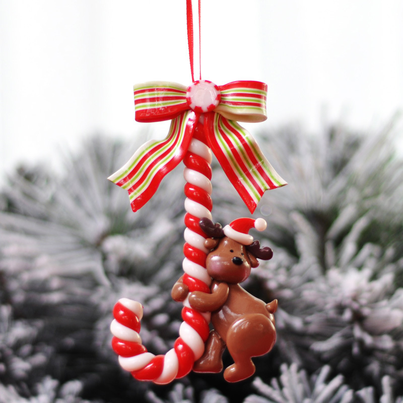 Christmas Supplies Soft Pottery Santa Claus Snowman Small Crutch Bread Soil Hanging Decoration Christmas Tree Decoration Supplies