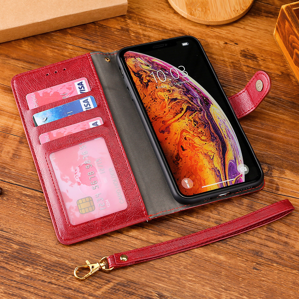 Suitable for Apple iphone13pro card 14 mobile phone 15 leather case 11 flip oppo wallet Huawei phone case