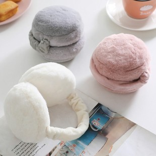 Folding hamburger earmuffs men's and women's solid color earmuffs winter cold-proof anti-freezing plush earmuffs retractable earmuffs warm