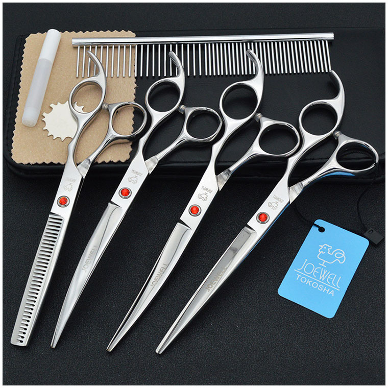 New 7.0 inch set pie color pet beauty scissors set color stainless steel wool pet scissors set