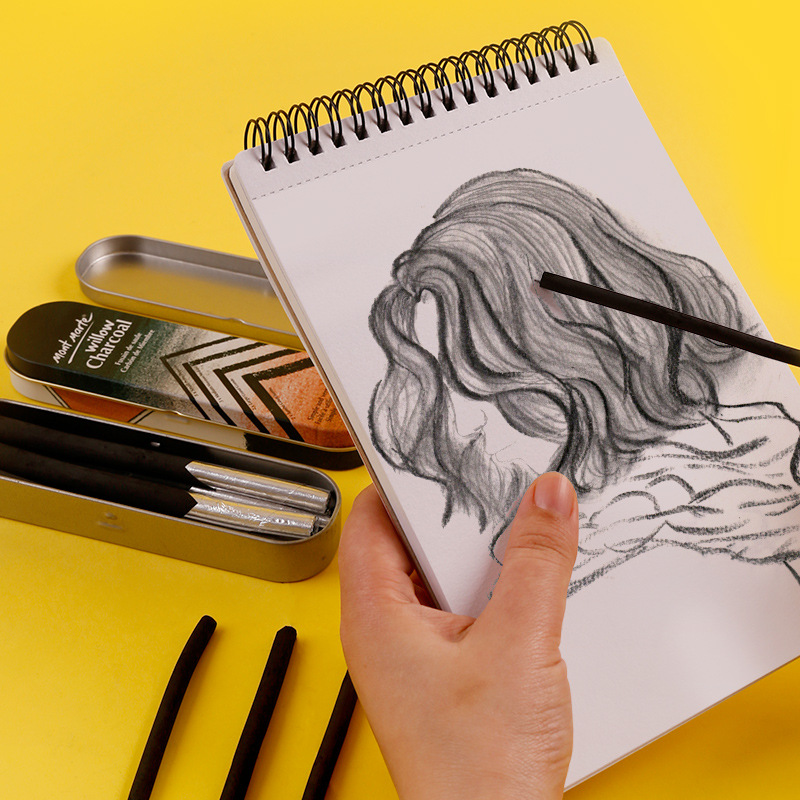 Montmartre Sketch Willow Wood Carbon Strip Easy to Color Soft Medium Hard Sketch Carbon Stick Soft Carbon Pen for Fine Art Student Sketch