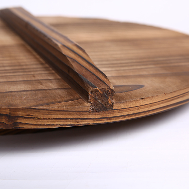 Sugi wood pot cover large size household anti-scald 32cm charcoal-burned solid wood pot cover wholesale clay pot lid Zhangqiu iron pot wooden pot cover 