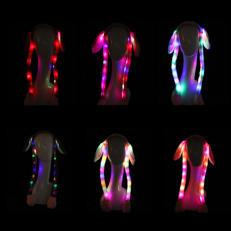 スポットの熱売振音が同じで動くウサギの耳のカチューシャが耳をつまんで動くledランプのかわいいエアバッグ帽|undefined
