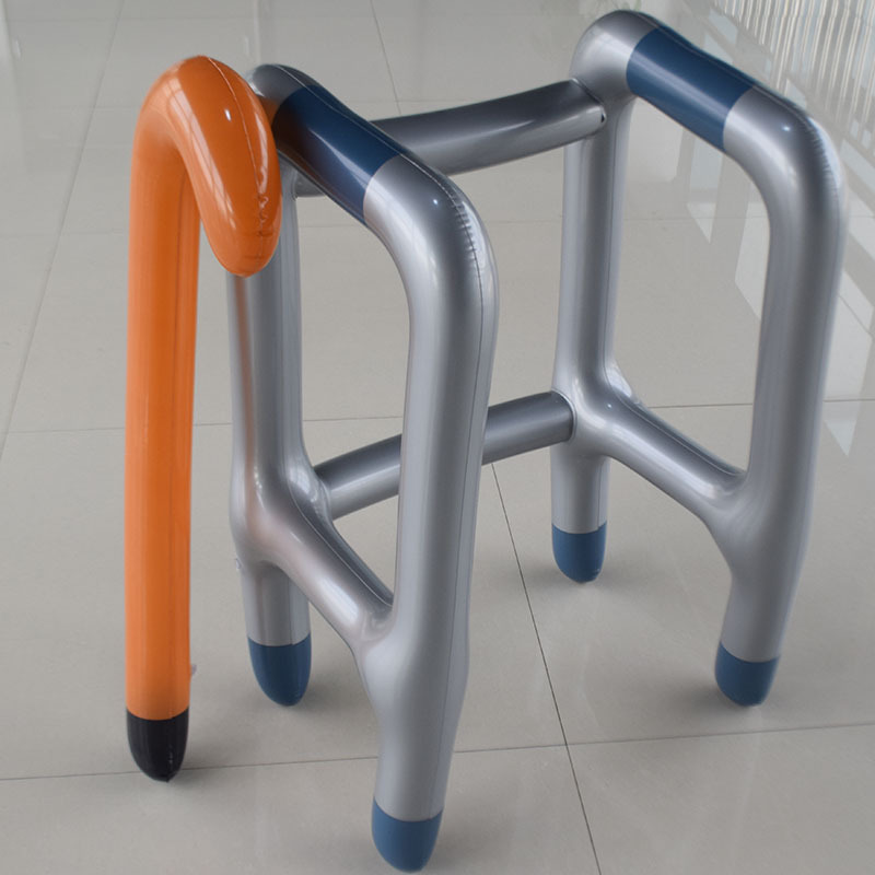 Spot wholesale inflatable walking aid disabled cross-border PVC blowing crutch props inflatable walking aid set