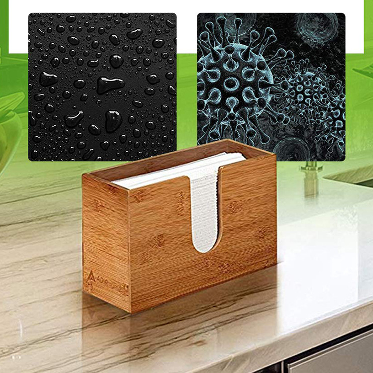 Factory Direct Supply Bathroom Kitchen Living Room Home Bamboo Tissue Dispenser Wall-mounted Countertop Folding Hand Napkin Box