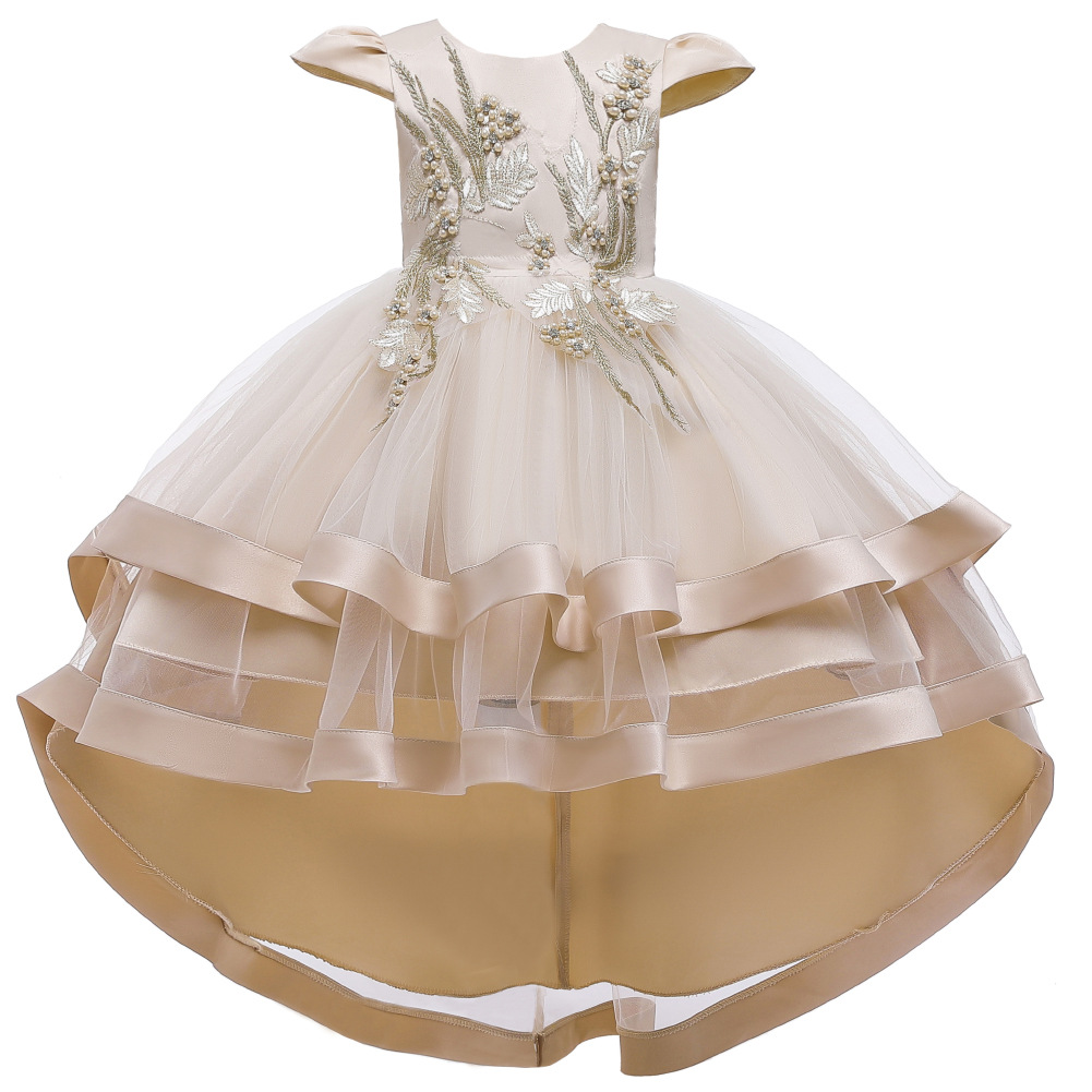 Cross-border New Children's Dress Princess Dress Girls Trailing Show Wedding Dress Evening Dress Heavy Embroidery dress Summer