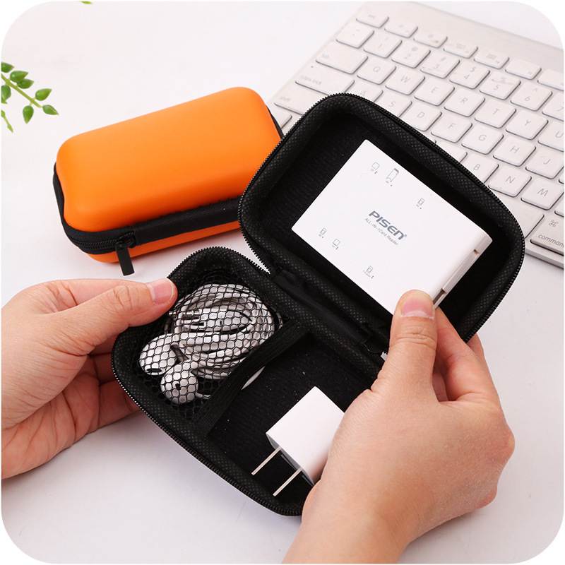 Square headphone bag data cable storage bag with zipper silicone bag change key bag coin bag