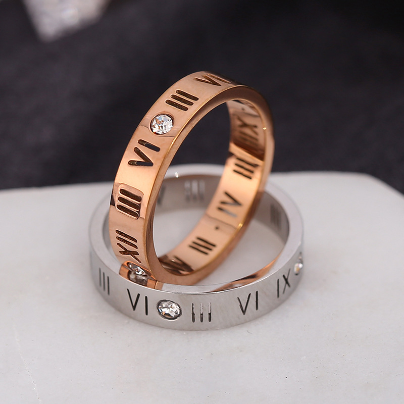 Cross-border Europe and the United States 18K titanium steel ring Women's plain ring does not fade minority couples stainless steel fine ring tail ring jewelry