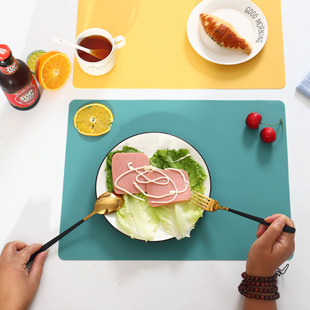 Large/medium/small Amazon thickened Silicone Placemat Morandi Nordic style children's tableware insulation pad ins style