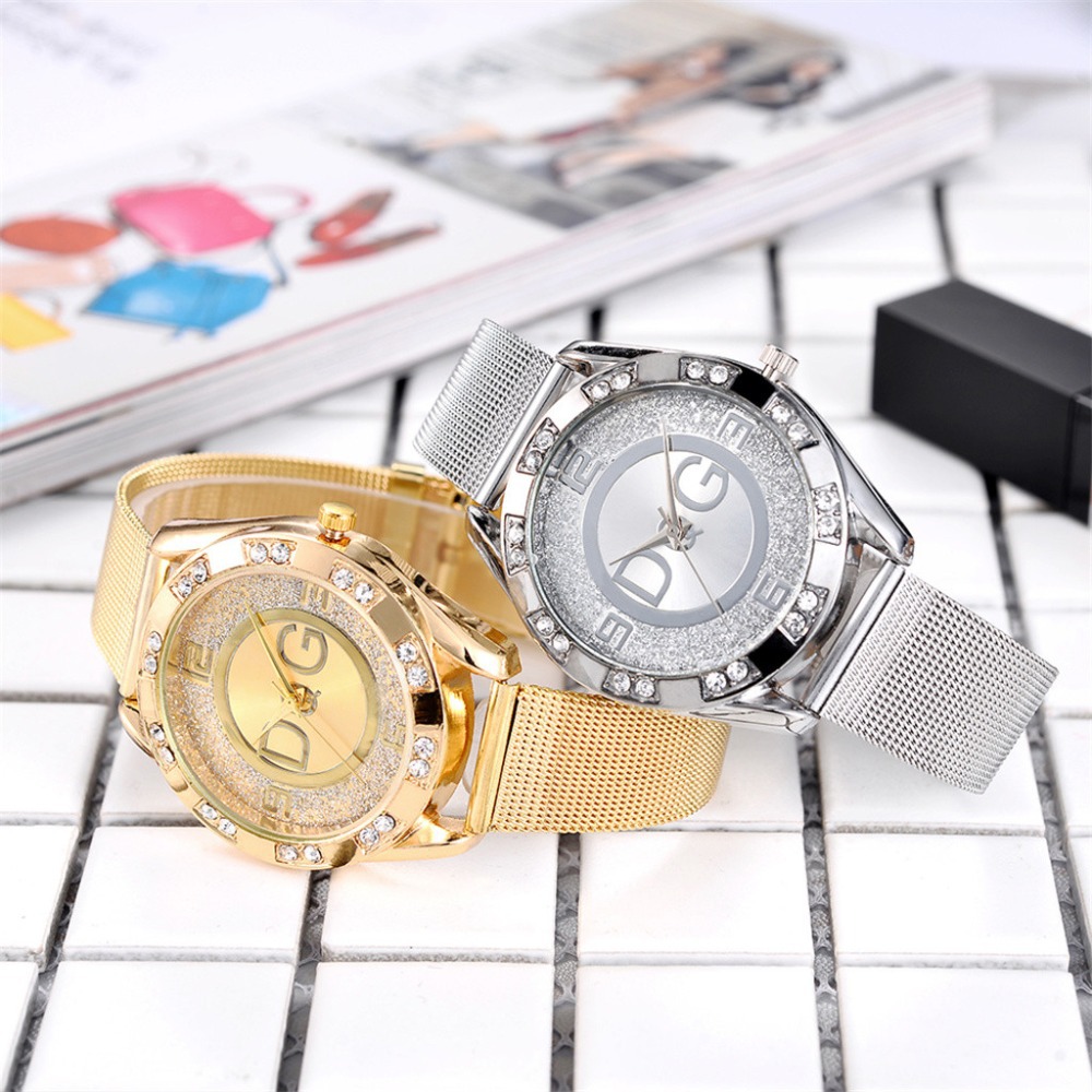 Foreign trade new double drill outer ring sand drill surface wire mesh belt ladies watch foreign trade explosions quartz watches wholesale
