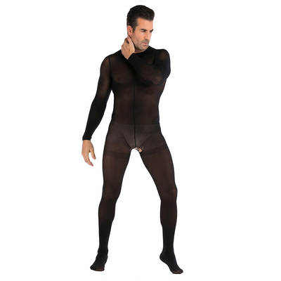 Cross-border Underwear Men's One-piece Stockings Long-sleeved Nightclub Opens Sexy Pajamas JJ Set Full-body Stockings