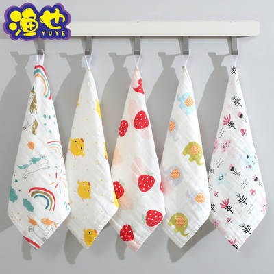 Six-layer high-density cotton gauze square towel soft absorbent printed face towel children's towel saliva towel cotton wholesale