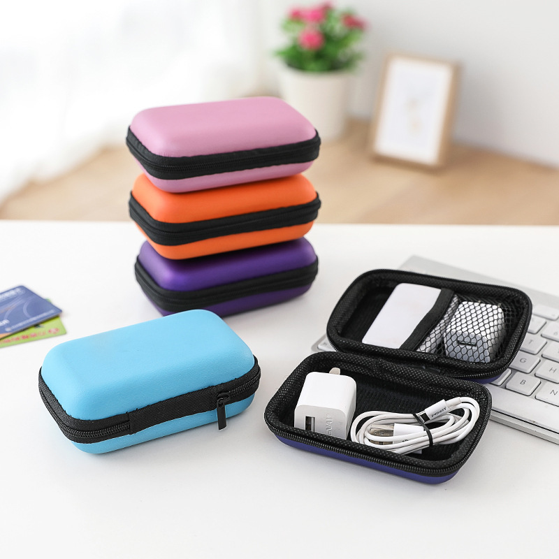 Square headphone bag data cable storage bag with zipper silicone bag change key bag coin bag