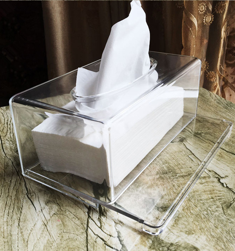 Foreign trade best selling acrylic tissue box high-grade transparent smooth paper box car household goods explosion roll paper tube