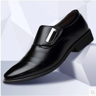 Barber leather shoes black men's casual shoes plus velvet boys leather shoes Korean trend England pointed a generation of hair