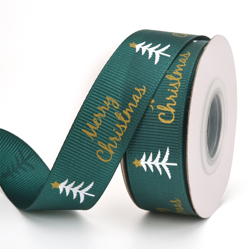 Christmas Ribbon Spot 1cm Small Roll Ribbon Printing logo Holiday Decoration Rib Belt Gift Packaging Ribbon