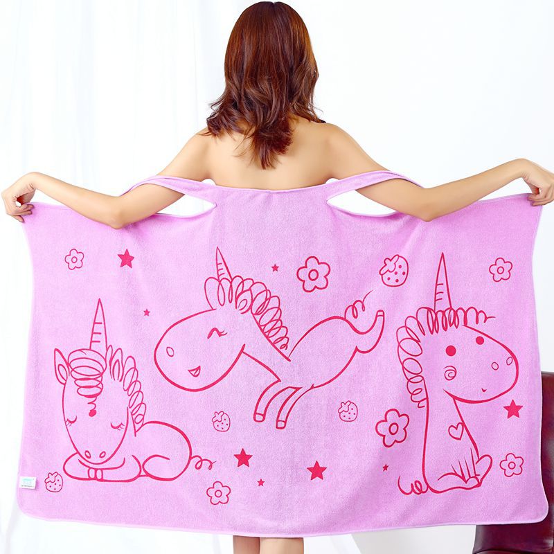 New cartoon wearable bath towel fiber polyester brocade changeable bath skirt thickened absorbent tube top bath towel beach towel factory wholesale