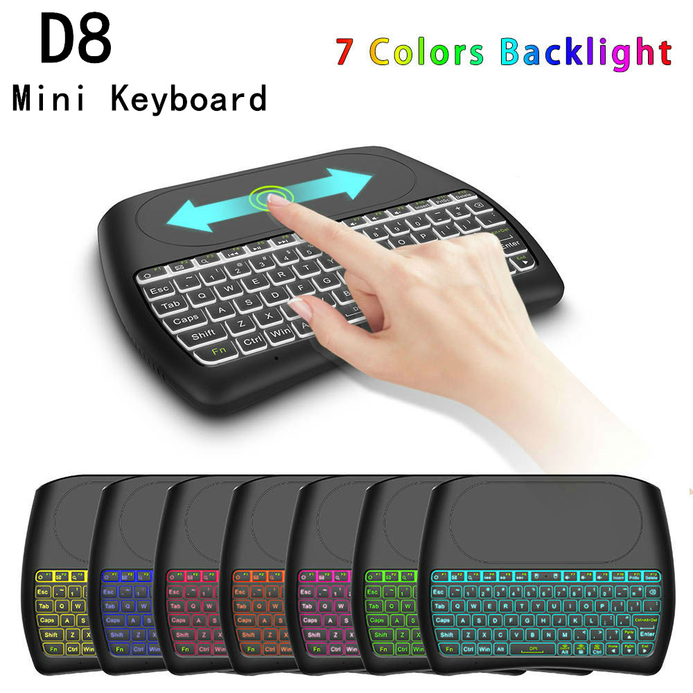 D8 Cross-Border Mini Keyboard Touchpad 2.4g Wireless Keyboard Dual-Mode Colorful Backlit Lithium Battery Keypad USB