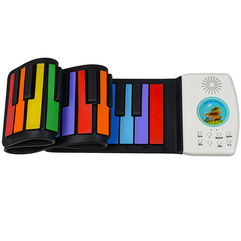 Hand roll piano 49 key color rechargeable children beginner portable folding electronic organ wholesale