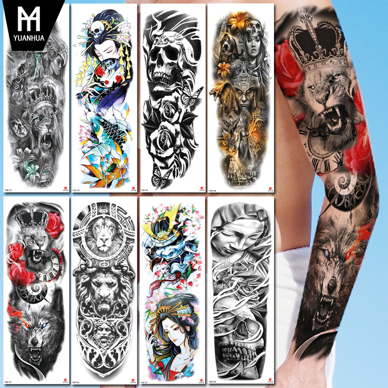 Full arm tattoo stickers manufacturers in stock wholesale Jesus virgin crown lion waterproof tattoo stickers cross-border supply