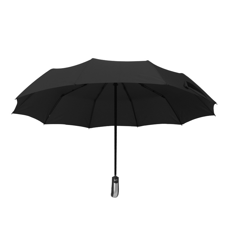 Ten-bone three-fold full-automatic umbrella folding men's and Women's Business black rubber sunshade sunny and rainy dual-use advertising umbrella logo
