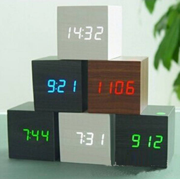 Factory direct student gift electronic clock wholesale multi-function alarm clock creative luminous intelligent led wooden clock