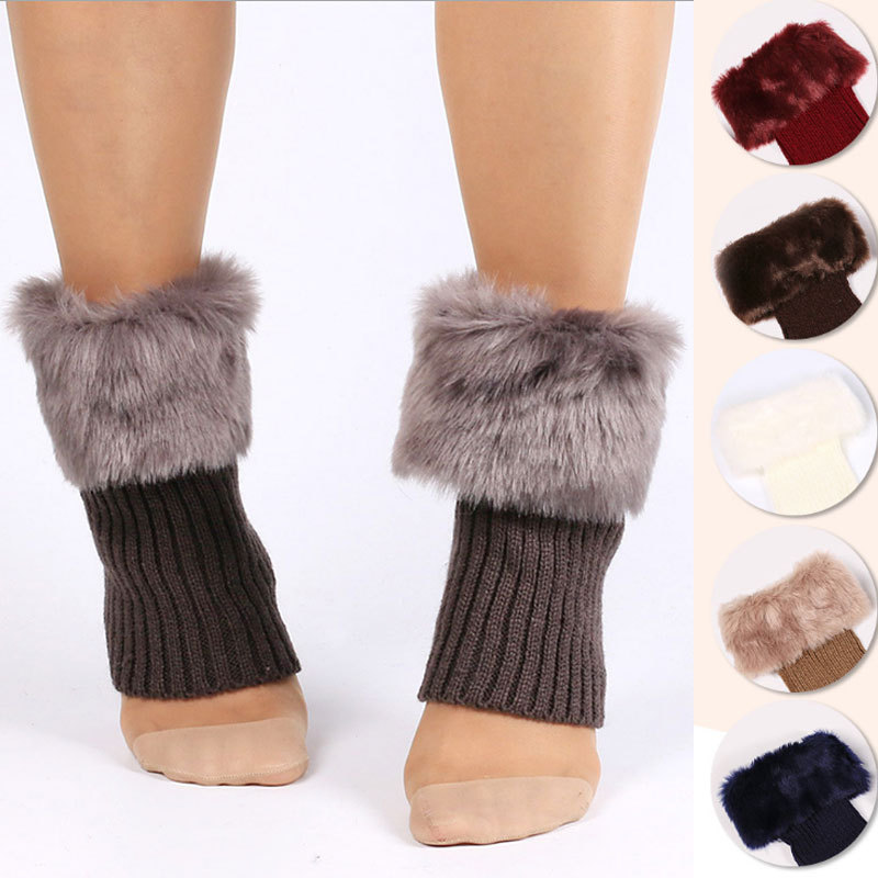 New Mao Mao Socks Cover Flip Short Boots Cover Knitted Fur Leg Cover Cross-border Short Wool Shoe Cover Christmas Mao Mao Foot Cover