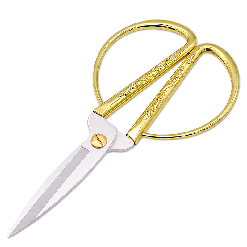 Stainless steel dragon and phoenix scissors alloy dragon and phoenix scissors auspicious retro paper cut opening scissors household tailor scissors