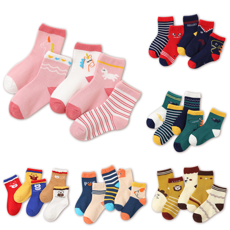 Children's summer colored spring knee socks for boys, wholesale, mid-length