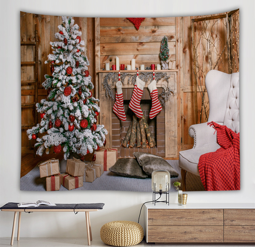 Amazon AliExpress eBay hot Christmas tapestry Christmas tree background wall Santa Claus hanging cloth T177
