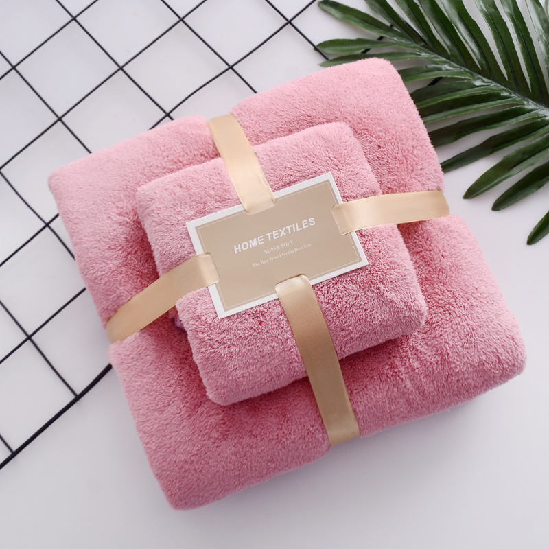 Wholesale towel bath towel combination set thickened absorbent baby towel coral fleece large bath towel combination set