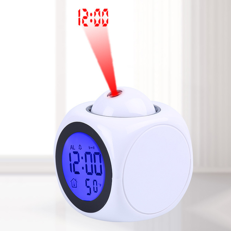Creative projection electronic clock English clock projection clock multi-function alarm clock LCD projection alarm clock wholesale 2028