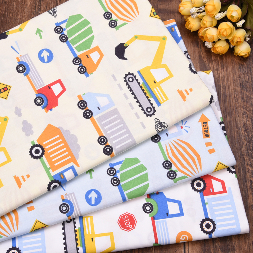 Factory wholesale baby cotton non-fluorescent cartoon car overwear urine pad cotton bedding fabric