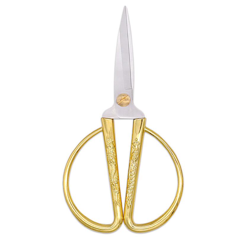 Stainless steel dragon and phoenix scissors alloy dragon and phoenix scissors auspicious retro paper cut opening scissors household tailor scissors