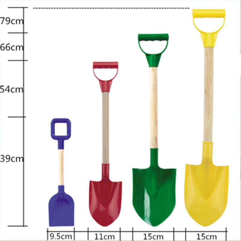 高品質肥厚子供のビーチおもちゃセット大小サイズ木製ハンドルシャベル砂遊び水ツール|undefined