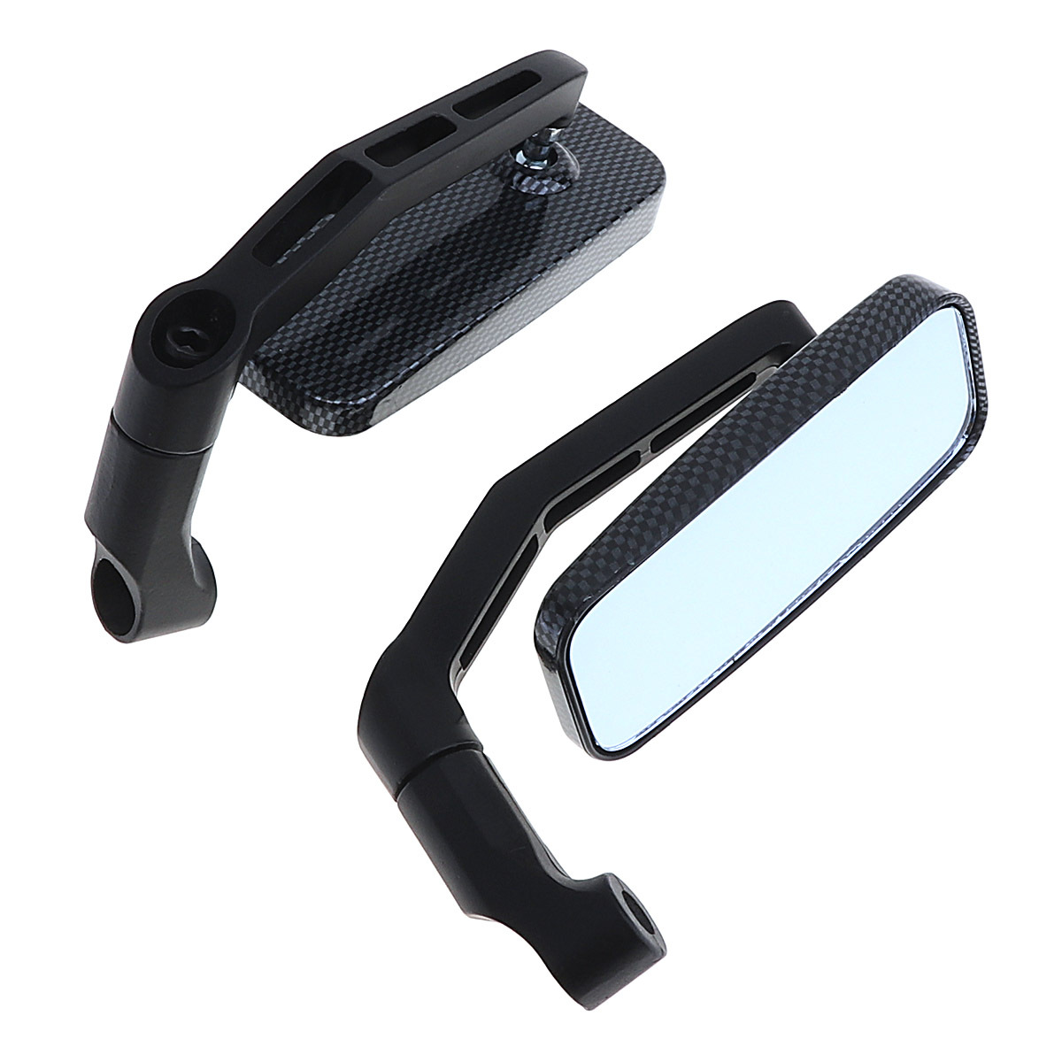 Factory direct supply motorcycle rearview mirror aluminum modified rearview mirror all aluminum blue glass square curved rod