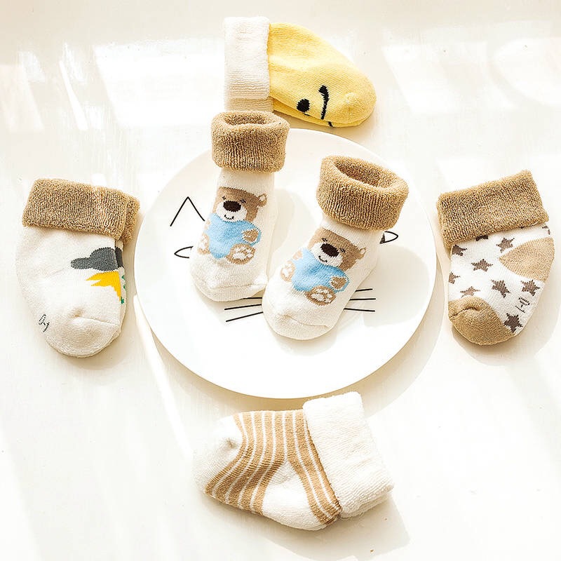 Cross-border wholesale children's socks autumn and winter thickened pull Terry socks for boys and girls newborn baby floor socks baby cotton socks