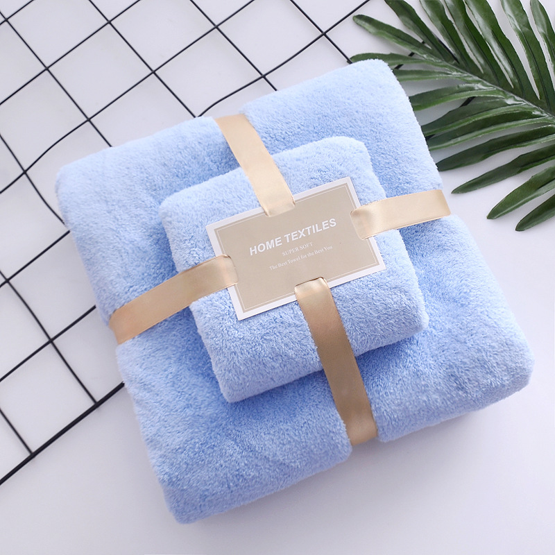 Wholesale towel bath towel combination set thickened absorbent baby towel coral fleece large bath towel combination set