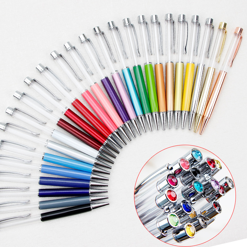 Metal hand-made round bead colored diamond fashion Crystal float sequin oil diy hand-made top drill hollow rod quicksand pen