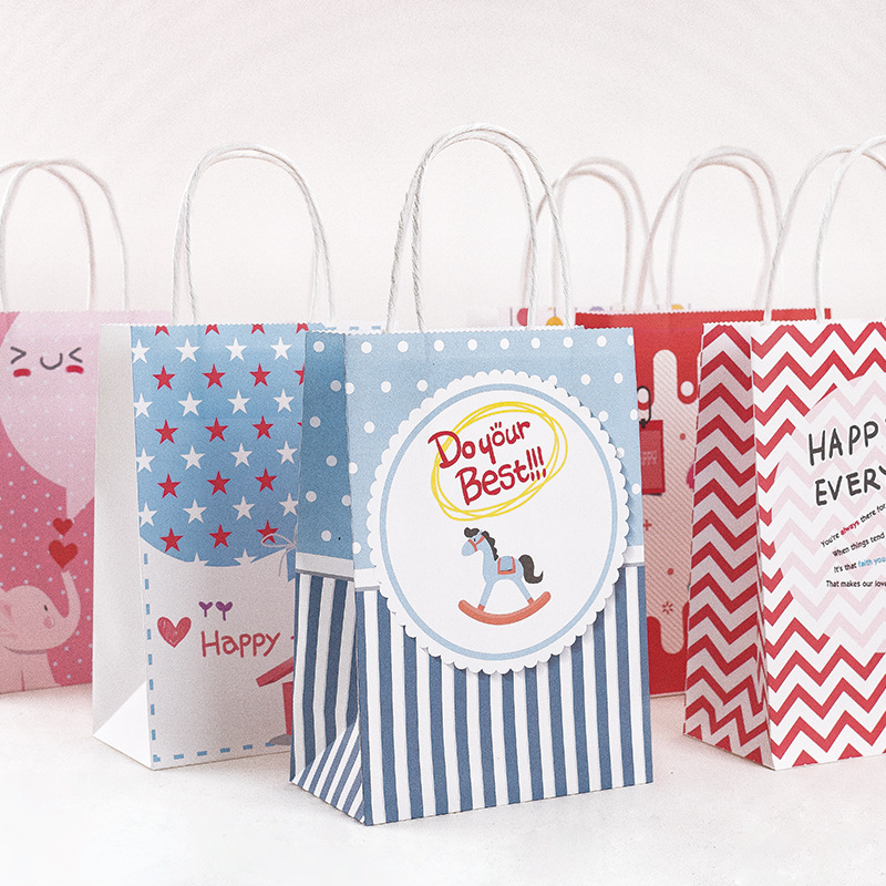 Spot Kraft paper bag gift bag children cartoon tote bag birthday party cross border Paper Bag tote bag manufacturers