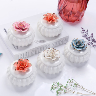 Nordic-style Storage Jar Ceramic Hand-painted Gold Home Jewelry Box Storage Box Creative Wedding Box Ornaments Accompanying Gift