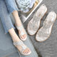 IELTS Run Large Size Hollow Cross-Border Flat Rhinestone Sandals Bohemian Comfortable Women's Shoes for Summer
