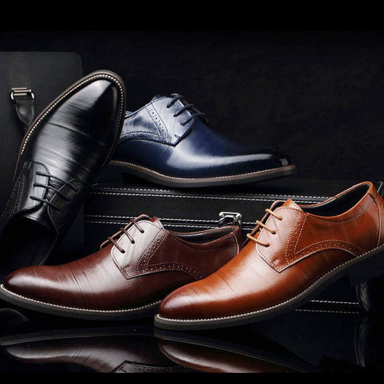 2023 New Business Casual Men's Shoes Genuine Leather Dress Office Shoes Wedding Best Man Shoes Cross-border Large Size Leather Shoes