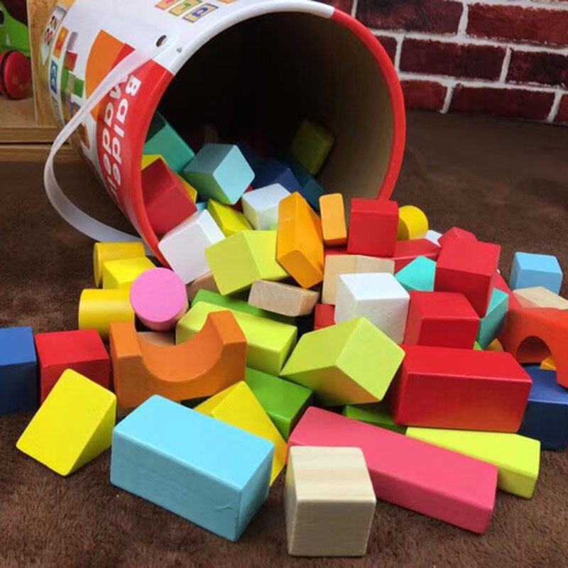 Wooden Children's Building Blocks Wooden Particles Assembled Boys Baby Toys Educational Early Education Intelligence Kindergarten Gifts