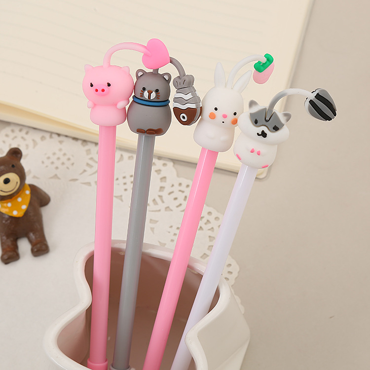Student gel pen cute cute pet garden antenna animal water pen cute creative stationery office signature pen wholesale