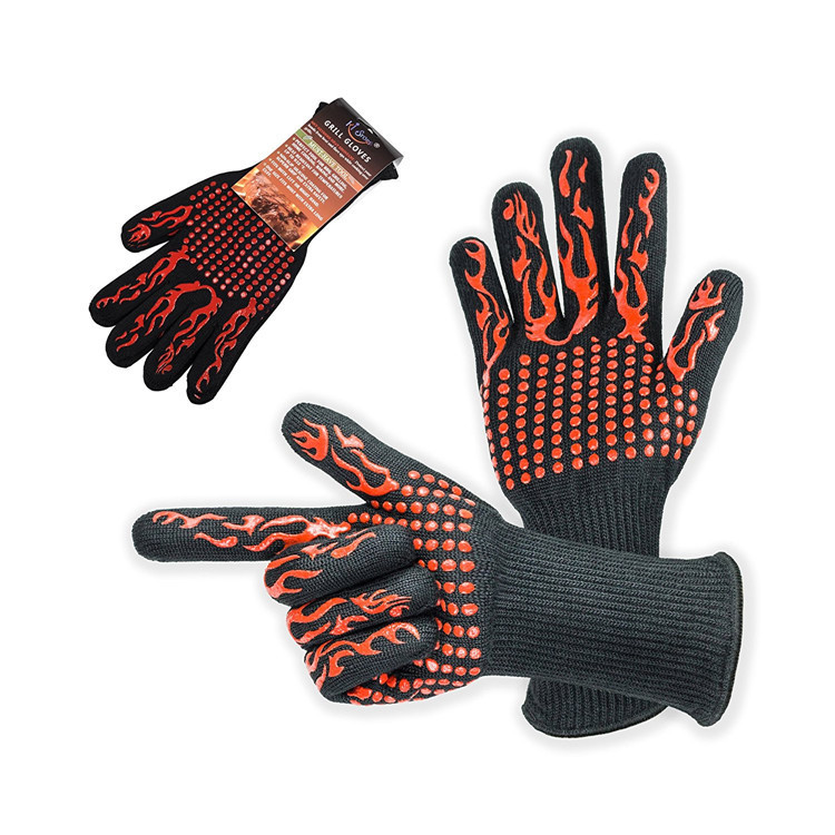 Gants de barbecue haute température approvisionnement direct d'usine coton barbecue four à micro-ondes protection de sécurité double couche anti-brûlure_voghion.com